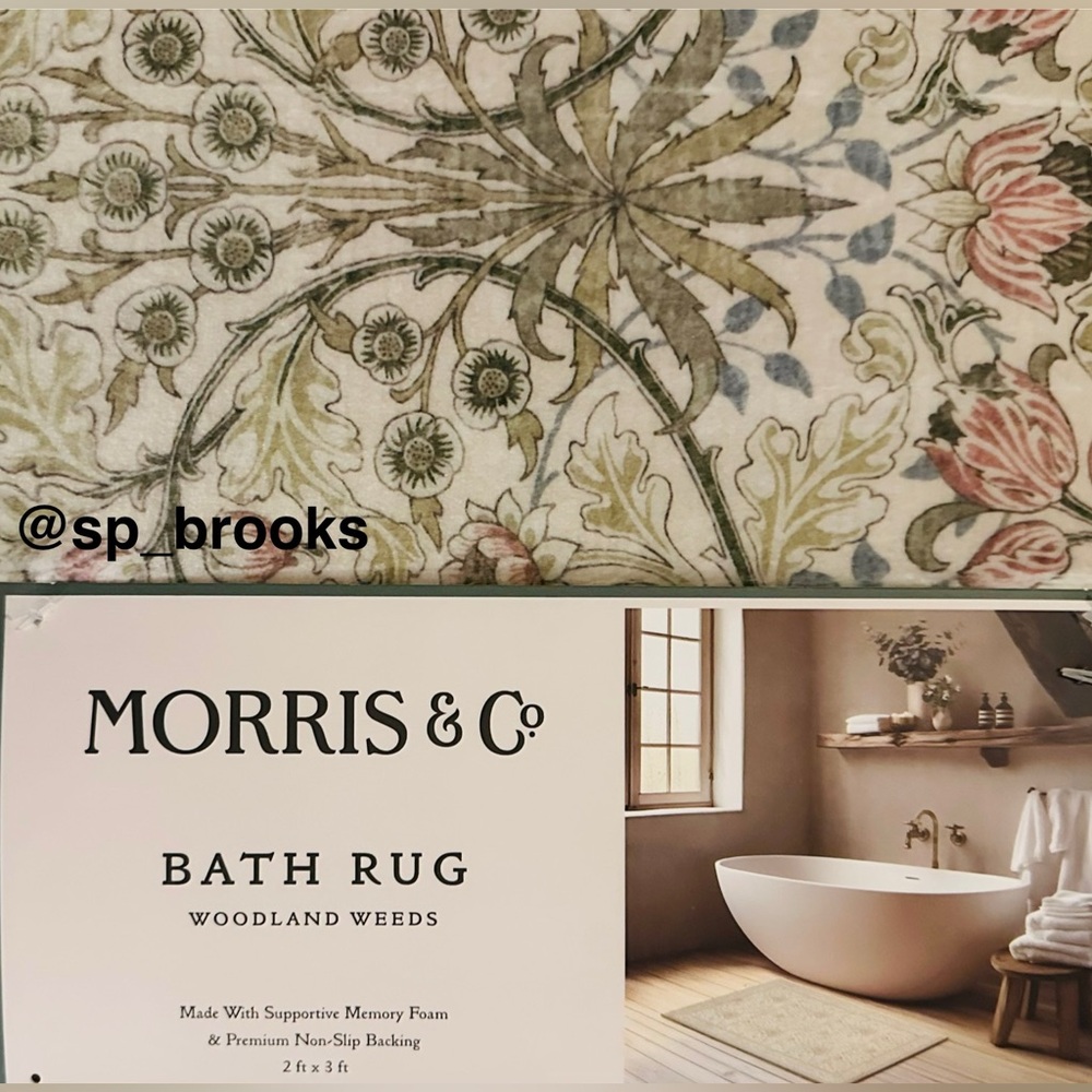 🎁Morris & Co. Bath Rug - Natural - 24”x36” Woodland Weeds Memory Foam Bath Rug